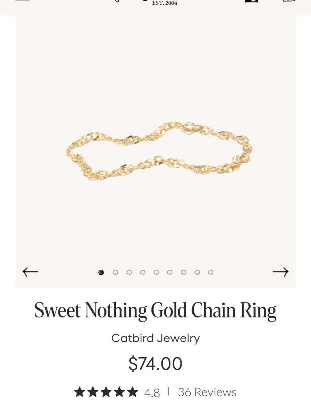 Authentic Catbird Sweet Nothing Chain Ring